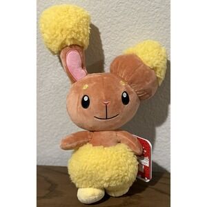 Pokemon Buneary Plush 12" Bunny Rabbit Brown Yellow NWT Official Jazwares